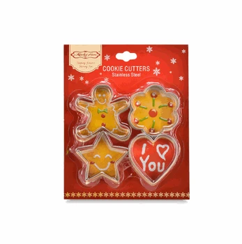 4 Pcs/Set Stainless Steel Cookies Gingerbread Man Heart Star Flower
Fondant Biscuit Mould Bakery Tools