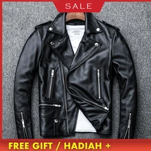 Мужская куртка из натуральной кожи, осенне-зимняя брендовая винтажная куртка большого размера, простой стиль, мотоциклетная байкерская куртка для мужчин