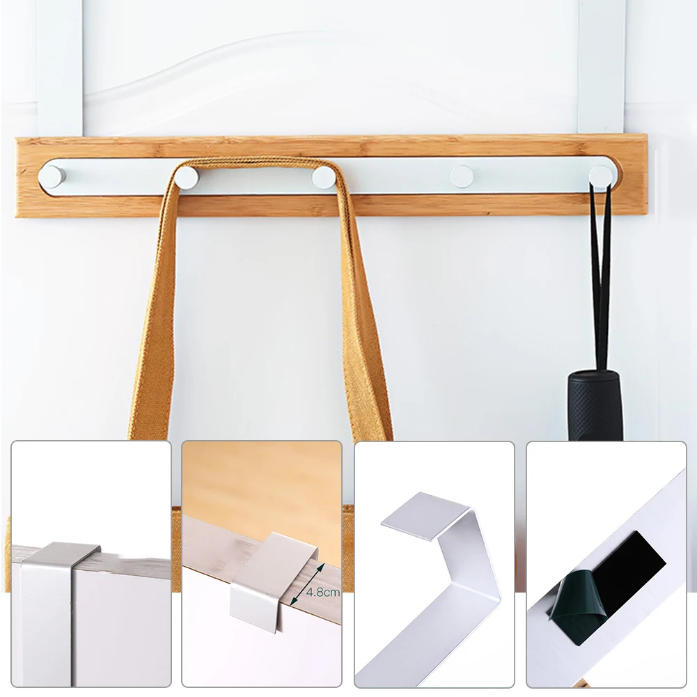 Towels Storage Rack Kitchen Durable Coat Bamboo Home Organizer Traceless Rear Nail Free Heavy Duty Door Hook Bedroom