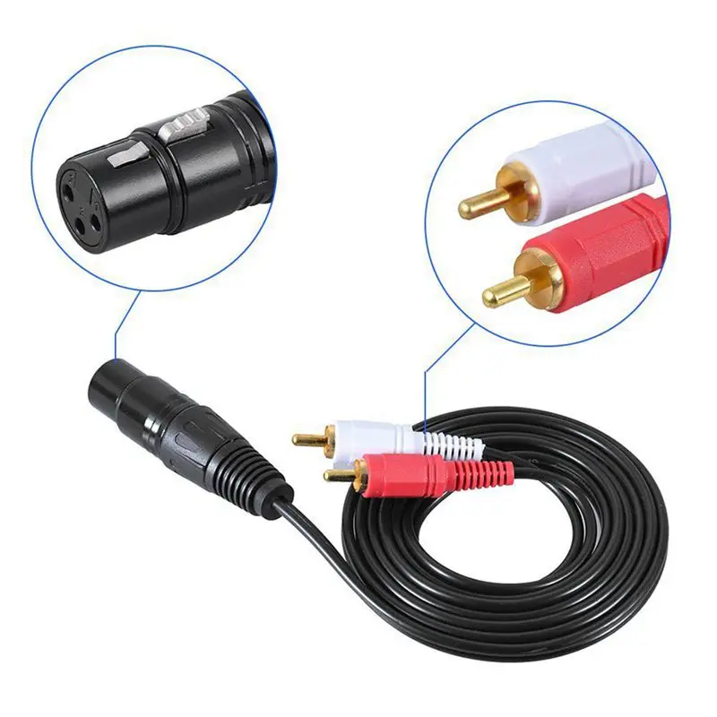 

1.5m 5ft Stereo Audio Y Splitter Patch Cable Cord 1 XLR Female to 2 RCA Male Plug For DJ controllers mixing consoles microphones