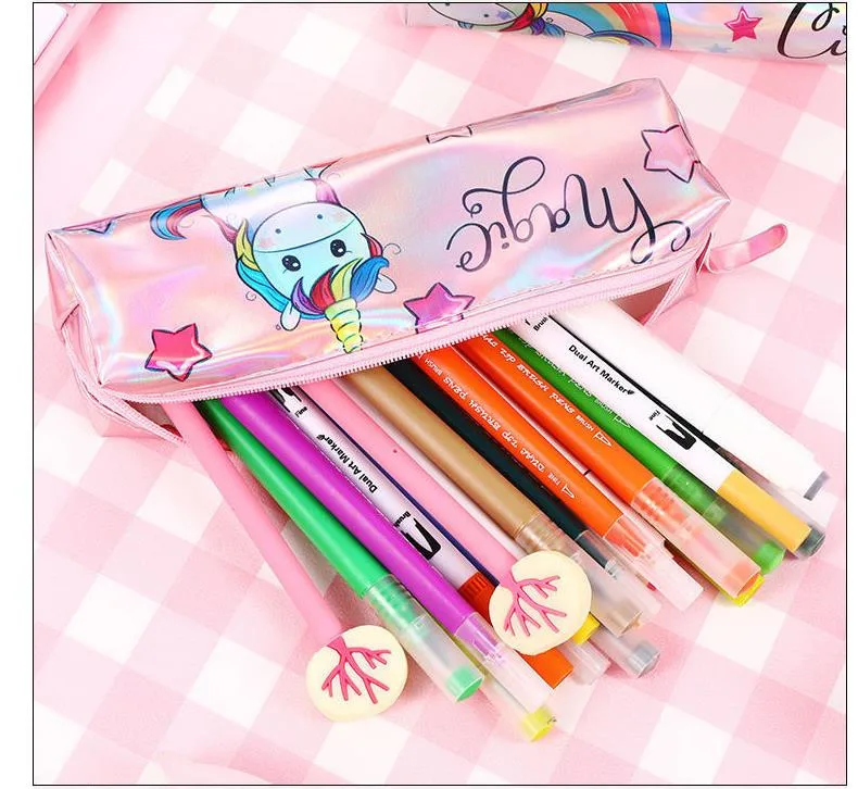 Кавайные пеналы для девочек artykuly szkolne estuche papelaria criativa unicornio escolar grande back to school