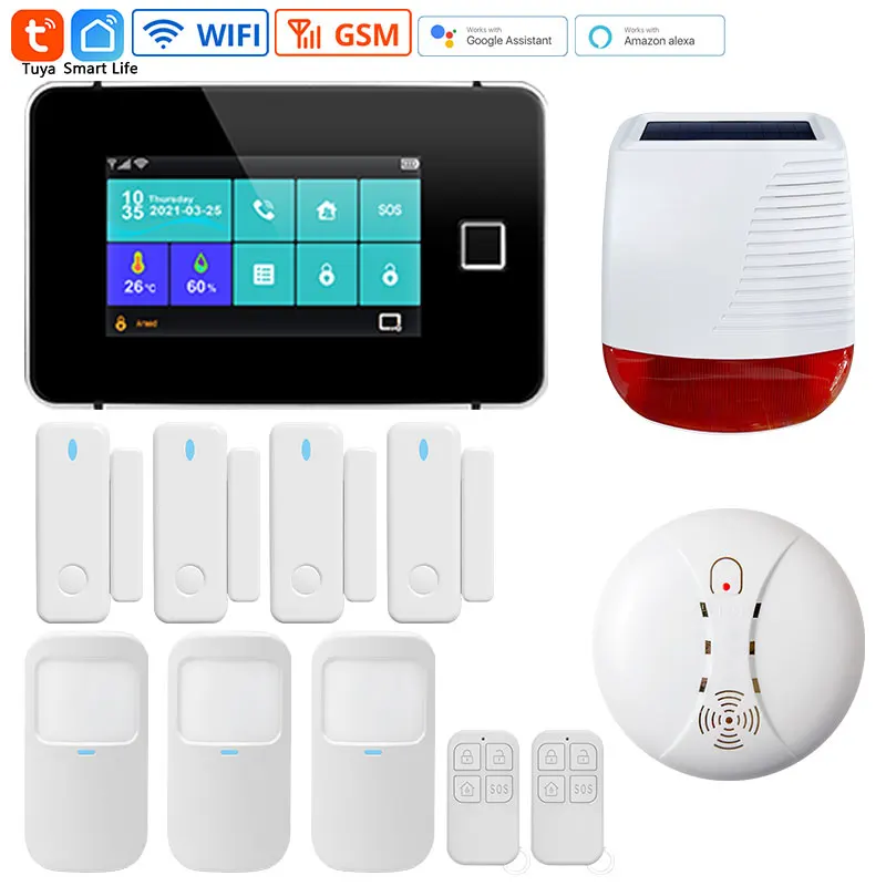 ring keypad alarm Tuya Wifi Smart Alarm System Home Security G60 4.3 Inches Color Touch Screen Fingerprint Wireless Solar Siren Door Sensor System ring keypad alarm Alarms & Sensors