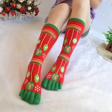 1 пара рождественских носков для мужчин, женщин и девочек носки зимние Рождественские Носки с рисунком снеговика, совы, снежинки, оленя, пять пальцев k2965