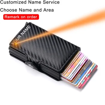 

Free Engraving Carbon Fiber Leather Men Wallet Money Bag Purse Small Mini Card Holder Portomonee Male Walet Pocket PORTFOLIO