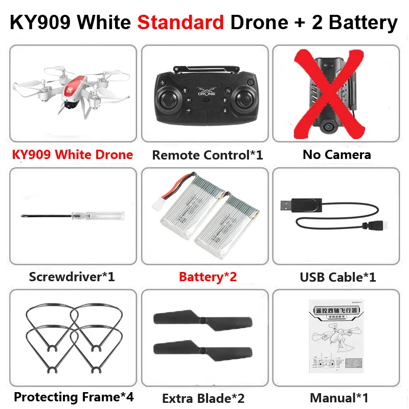 KY909 W no camera 2B KY909 складной Профессиональный Дрон с камерой 4K HD WiFi FPV видео Live широкий угол оптического потока RC Квадрокоптер Вертолет игрушка E58 - Color: KY909 W no camera 2B