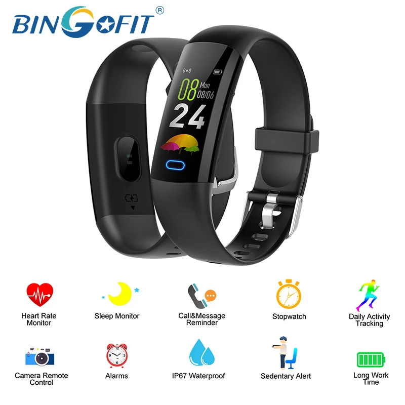 BingoFit Смарт часы умный браслет трекер сна IP67 легкая зарядка для фитнеса