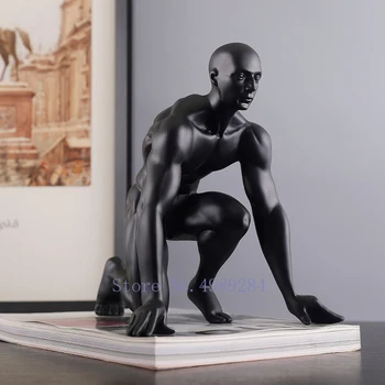 

Creative Resin Black People Run Starting Man Crafts Decoration Modern Home Desktop Room Furnishings Home Decoration Accessories