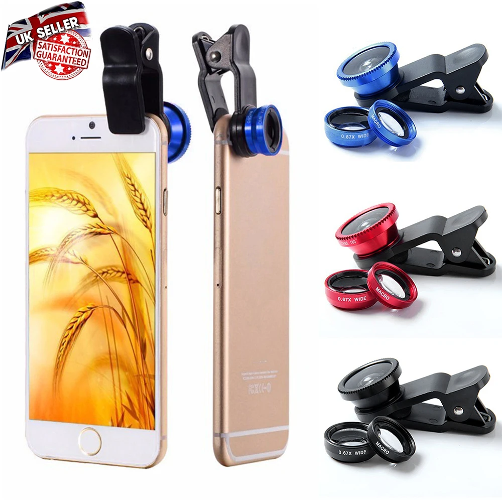 0.67x Super Wide Angle 3 in 1 Fisheye Phone Lens Fish Eye Macro Camera Kits Photography Accessories | Мобильные телефоны и