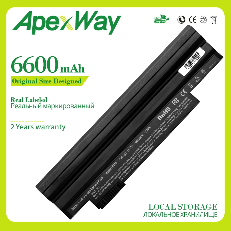 Apexway Аккумулятор для ноутбука Acer Aspire one 360 (D260) 522 722 AOD255 AOD257-N57DQbb D255 D255E D257 D257E D260 D270 E100