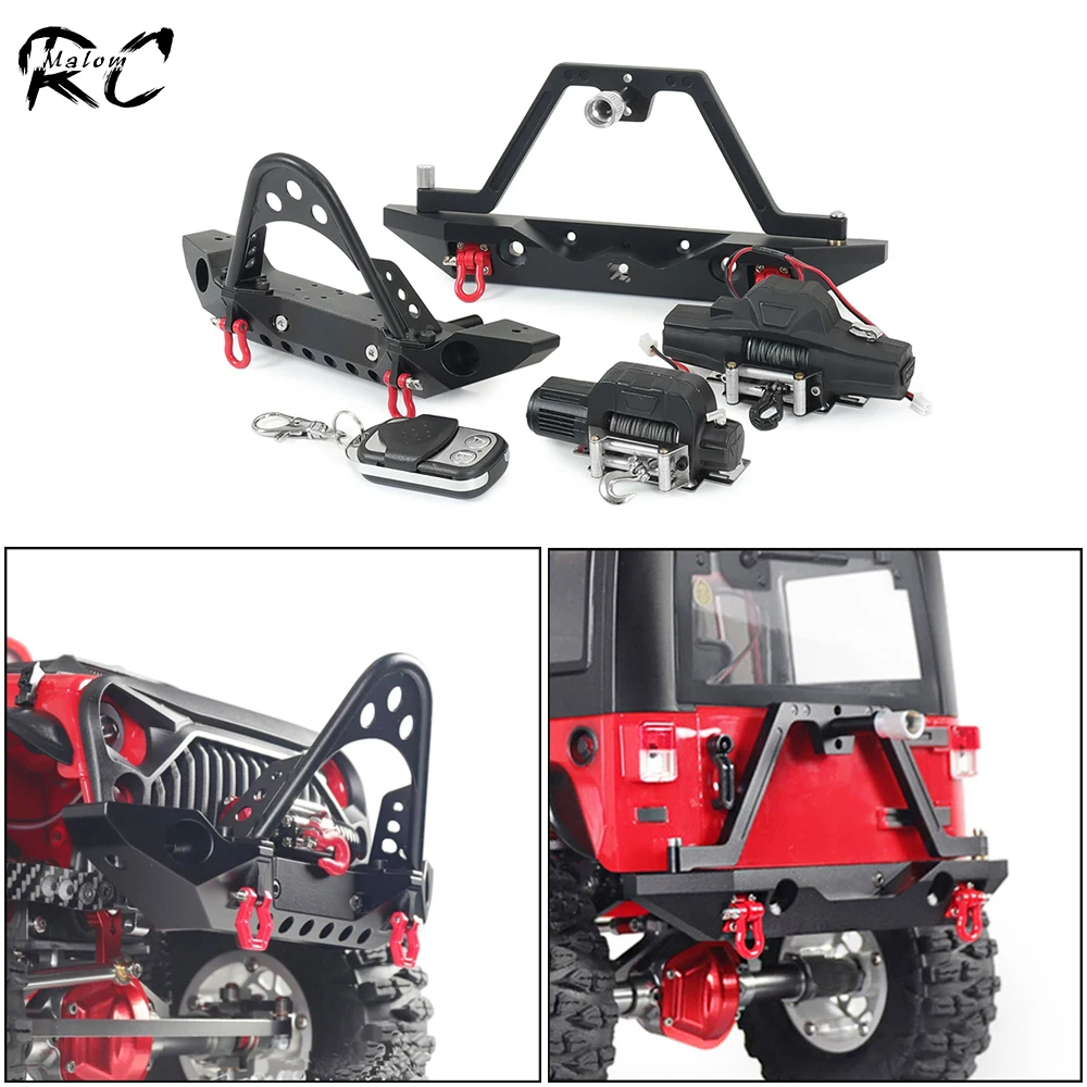Metal Front Bumper w/ Remote Control Winch for Axial SCX10 RC 1/10 Crawler Metal Front Bumper w/ Remote Control Winch for Axial SCX10 RC 1/10 Crawler