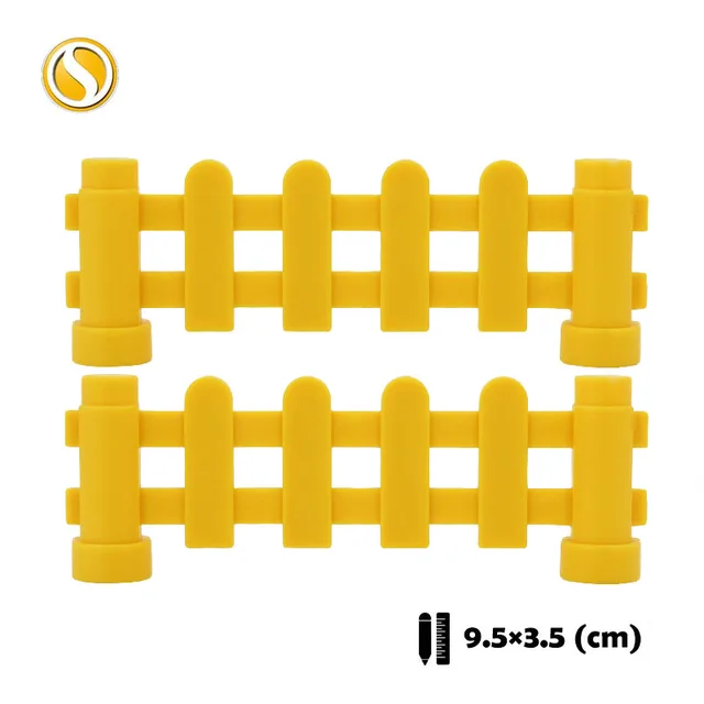 Big Building Block City Farm Architecture Accessories Fence Pillar Bridge Ladder Compatible Big Brick DIY Toys For Children Gift Yellow fence