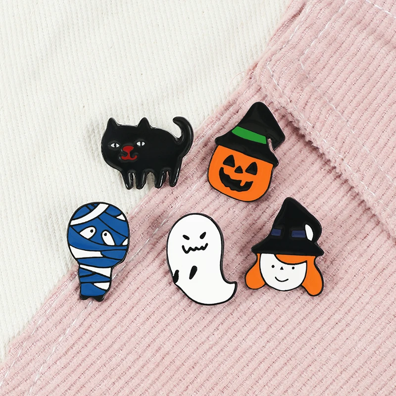 Funny Halloween Brooch Pumpkin Lantern Ghost Mummy Enamel Pins Cartoon  Black Cat Cowboy Badge Lapel Pin for Kids Jewelry Gifts _ - AliExpress  Mobile