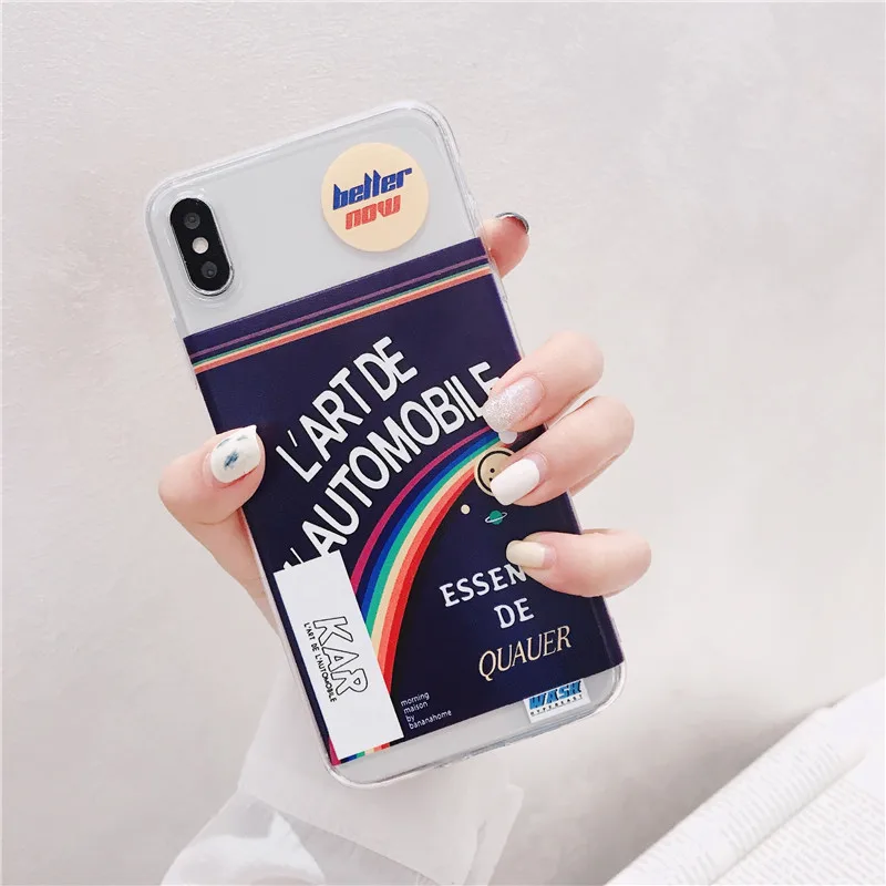 INS Korea Super Fire lisa чехол для телефона iphone Xs MAX XR X 6 6s 7 8 plus этикетка Радуга улыбка прозрачный мягкий ТПУ задняя крышка Fundas