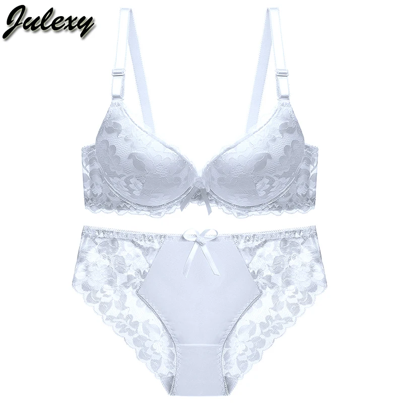 Julexy, новинка, сексуальный бюстгальтер с чашечками D, пуш-ап, набор, большой размер, однотонный, 6 цветов, Женский Комплект бюстгальтеров, кружевное нижнее белье, Комплект трусов