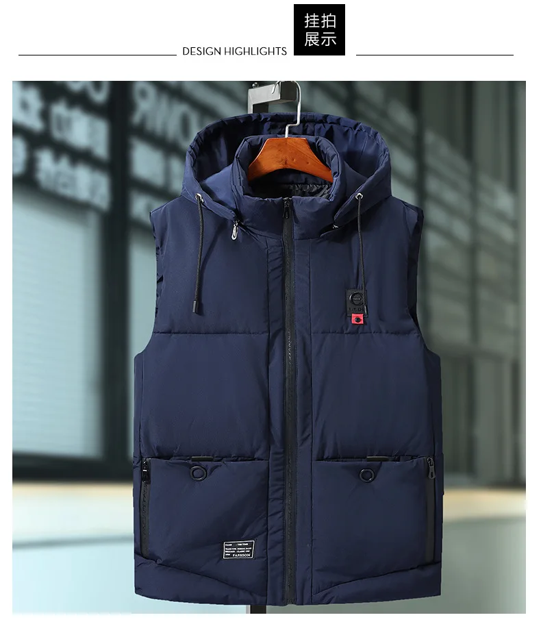 Зимние мужские жилеты больших размеров 7XL 8XL 9xl 10xl Повседневная зимняя куртка без рукавов Мужская Толстая теплая парка с капюшоном куртка жилет для мужчин