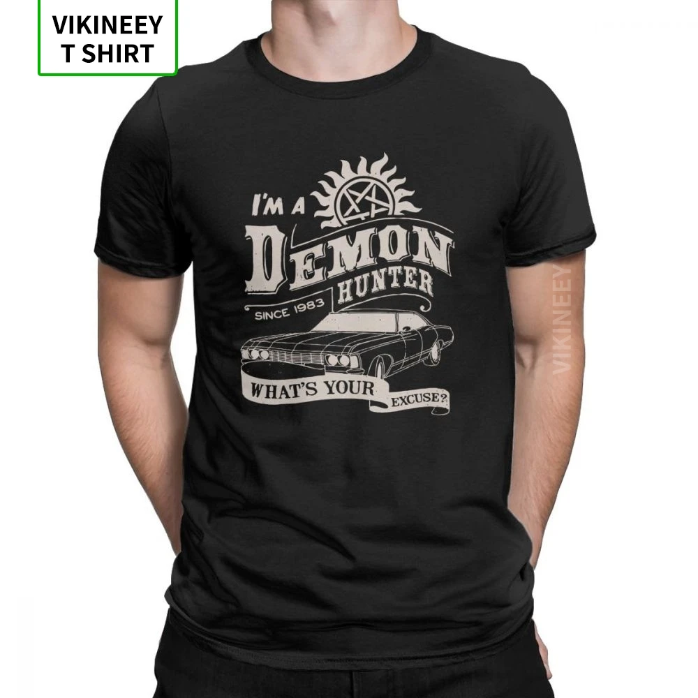 Men's Demon Hunter Supernatural T Shirt Spn Brothers Angel Winchester Dean TV Shows Cotton Customize Tees Printed T-Shirt | Мужская