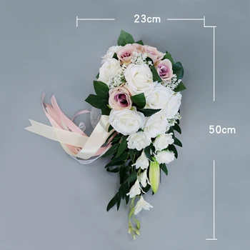 

1pc Artificial Wedding Flower Brides Shower Teardrop Bouquet Bridesmaid Flowers Bridal Bouquet Simulation Decor