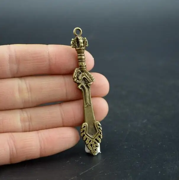 Copper Statue Chinese Pure brass Buddhist Wisdom sword small pendant | Дом и сад