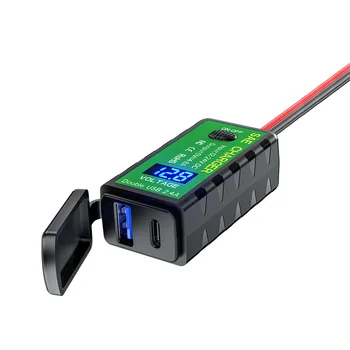 3.1A/4.8A TYPE-C Motorcycle USB Charger SAE to USB Type-C Voltmeter ON/Off Switch Waterproof Quick Disconnect Plug Motorcyles