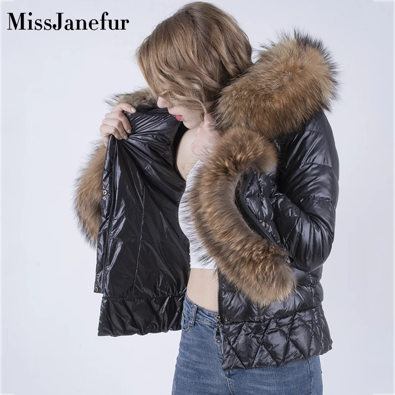 Real Fur Coat Natural Fox Fur Collar 2019 Winter Jacket Women Loose Short Down Coat White Duck Down Jacket Thick Warm Down Parka