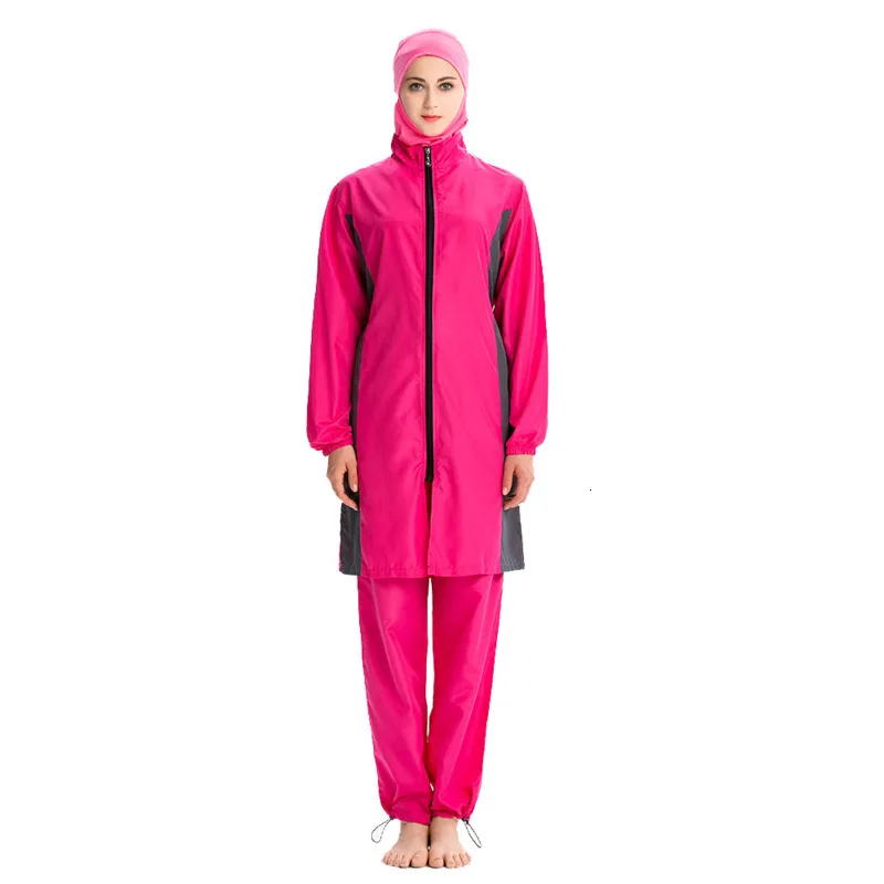 Dubai Burkini Zipper Female Thin Athletic Wear Swimming Suit Long Sleeve Muslim Swimsuit Hijab Dress Muslimah Clothing Burkinis Dubai Burkini Zipper Female Thin Athletic Wear Swimming Suit Long Sleeve Muslim Swimsuit Hijab Dress Muslimah Clothing Burkinis