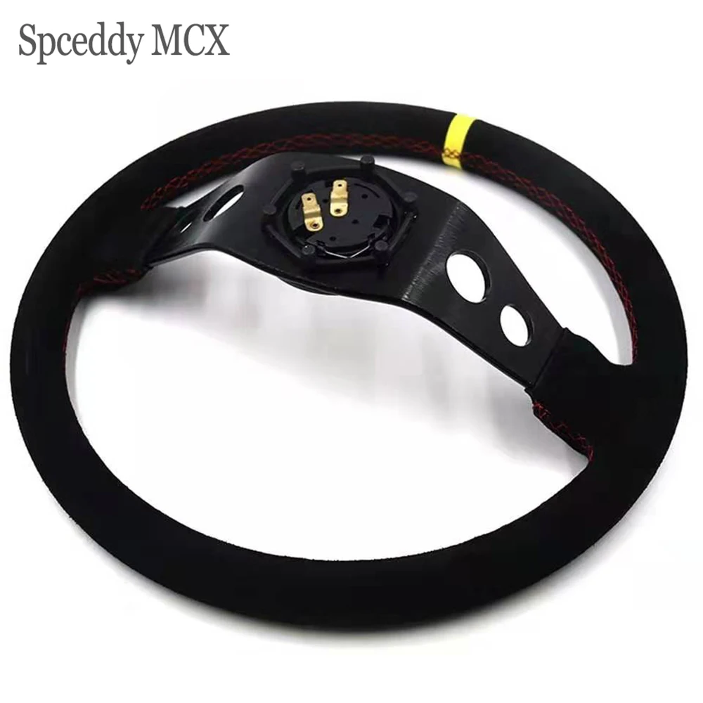 Рулевое колесо Spceddy MCX 14 дюймов (350 мм) универсальное рулевое из черной замши и кожи