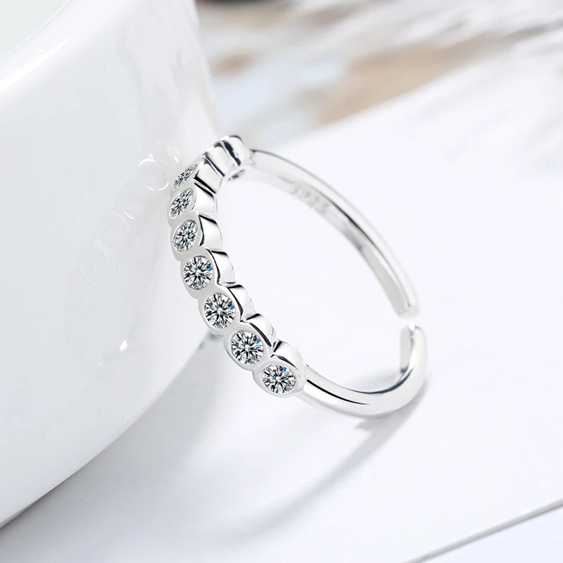 

925Print Color Maintain 5A Cubic Zircon Ring Rhinestone Jewelry Fashion Wedding Bands Adjustable Cuff Ring For Women Ali20036
