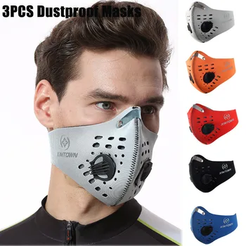 

3PC Unisex Dustproof Mask Mascarillas Activated Carbon Dust Masks with Extra Filter Cotton Sheet Face Mask masque de protection