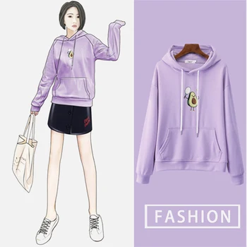 

Avocado Print Casual Hoodies Women Long Sleeve Spring Sweatshirt Hoody Female 2020 NEW Fashion Oversized Women's Sweatshirts