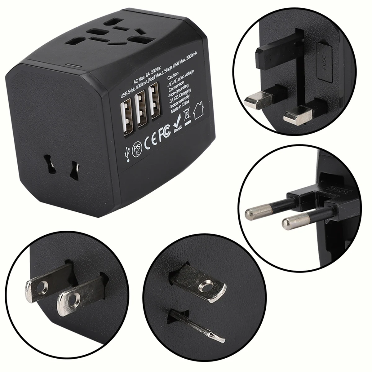 SOONHUA Универсальный адаптер питания 3 usb порта зарядки адаптеры 100-240 В адаптер питания Разъем для планшетов