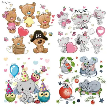 

Prajna Cute Cartoon Animal Patch Stickers Iron On Transfers For Clothes Stripes Heat Transfer Thermal Hot Vinyl Applique Ironing