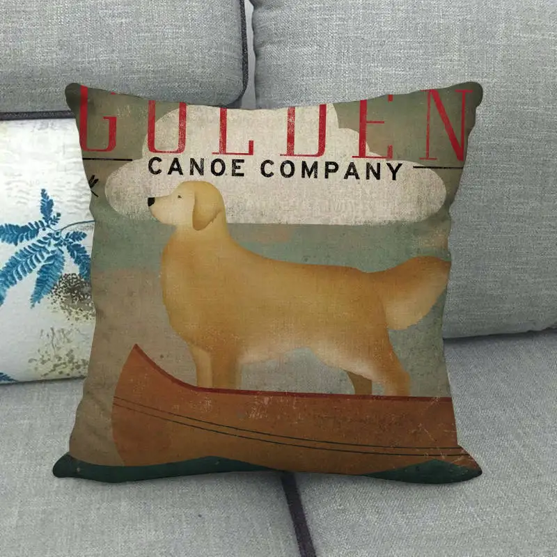4 45cm*45cm dog on boat animals design linen/cotton throw pillow covers couch cushion cover home decor pillow - Цвет: 4