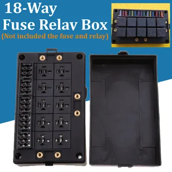 

Black Car Auto Automotive 18 Way Fuse Relay Box Holder Block Circuit Protector Terminals Car Auto Replacement Part 19.5x12x4.5cm
