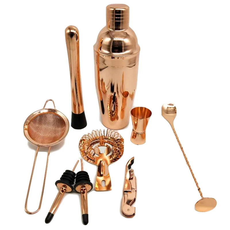 Beste Hot 11 Pcs Cocktail Shaker Y Shiny Rvs Britse Cocktail Shaker Set Rose Goud Kleur 750 Ml