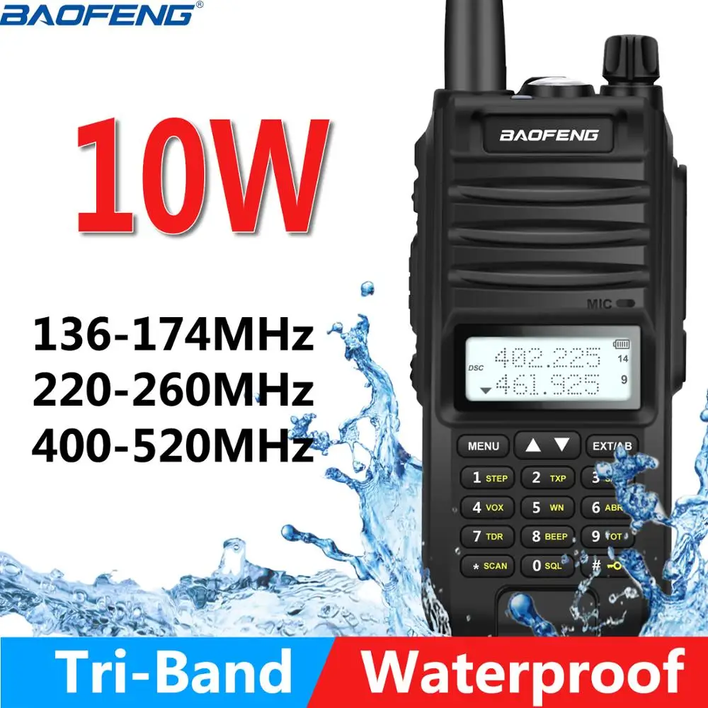 Walkie-Talkie Two-Way-Radio Waterproof Baofeng Tri-Band Powerful 4800mah IP67 10W Rang