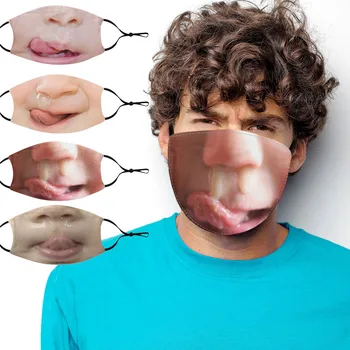 

2pcs Funny Mouth Face Mask Windproof Washable Reusable Mask Half Face Mouth Gross Snot Nose Mask Party Mask Keep Warm Masque
