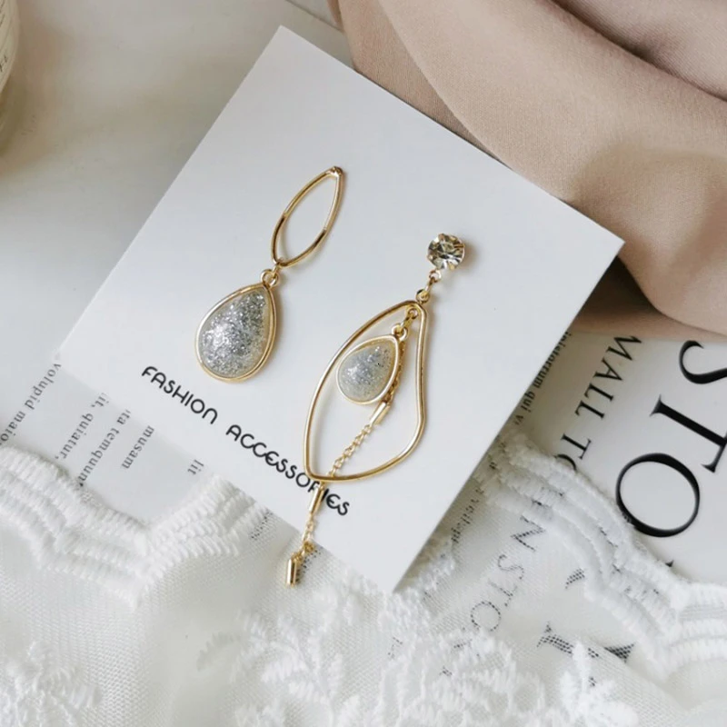 Корейские серьги на клипсах, висячие серьги, подвеска на цепочке, ассиметричные не пирсинг, клипса для уха, стильные женские серьги, ювелирные изделия