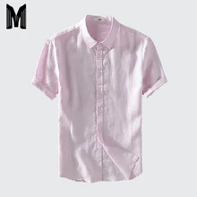 Новое поступление Льняная мужская одежда рубашки мужские с коротким рукавом Повседневная тонкая рубашка размера плюс Y639