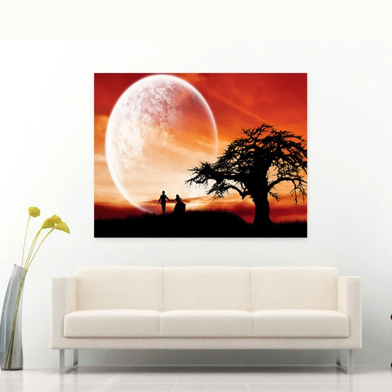 

Cross Border Diamond Circle Full of Crystals Embroidered Sunset Glow Scenery Decorative Painting Foreign Trade New Style Cross B