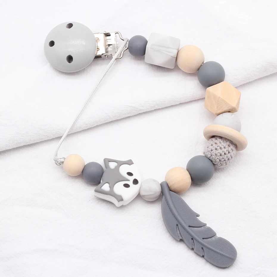 Pacifier chain with silicone beads