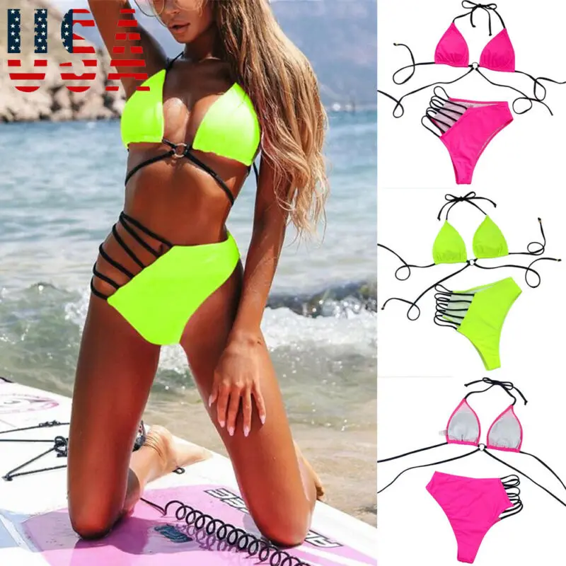 Women 2020 New Sexy Bikini Set Halter Neck Bandage cross Swimsuit Push Up High Waist Bikini Biquinis Brazilian Swimwear Summer Women 2020 New Sexy Bikini Set Halter Neck Bandage cross Swimsuit Push Up High Waist Bikini Biquinis Brazilian Swimwear Summer