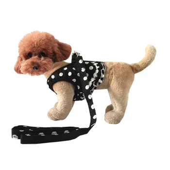 

Small Dogs Debutante Polka Dot Chest And Back Traction Belt Pet Dog Leash Traction Belt Teddy Pomeranian Hand Holding Rope