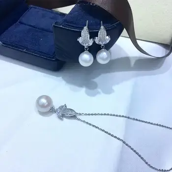 

925 Silver Pearl Pendant and Earrings Component Findings Jewelry Set Mounts Settings Mountings Parts for Pearls Stones Beads