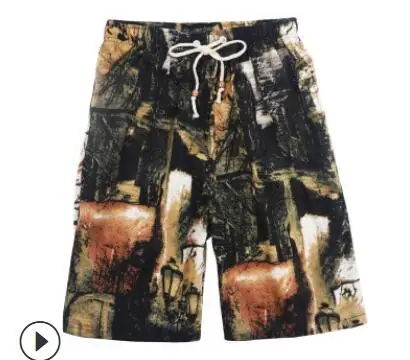 best men's casual shorts Men's beach shorts personality printing 2020 summer thin section breathable comfort casual men's linen shorts large size 5XL black casual shorts Casual Shorts