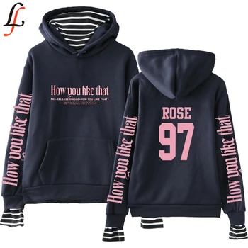 

Blackpink Harajuku Fake Two Piece Hoodies Autumn Warm Long Sleeve Sweatshirts Hoodies 2020 Women/Men