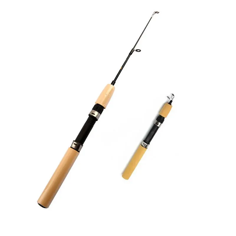 Winter Ice Fishing Rods Mini Pen Rod Elastic Carbon Bait Portable Casting Shrimp Anti Slip Wood Color Handle | Спорт и развлечения