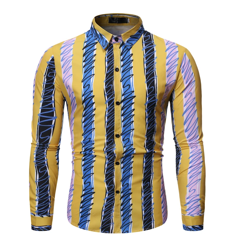

Fashion 3 Colors Striped Casual Shirt camisa Masculina Striped Lapel Men's Long-sleeved Slim Shirt