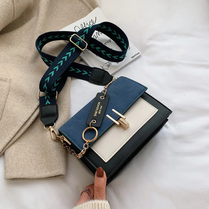 

Bag 2019 Winter All-match Color Design Small Square Western Style Width Straps Messenger