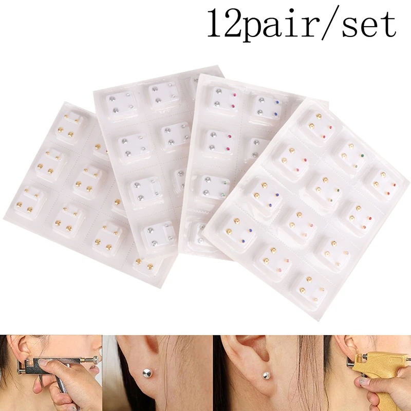 12pairs New Surgical Steel Ear Studs Earrings Set Medical Earrings