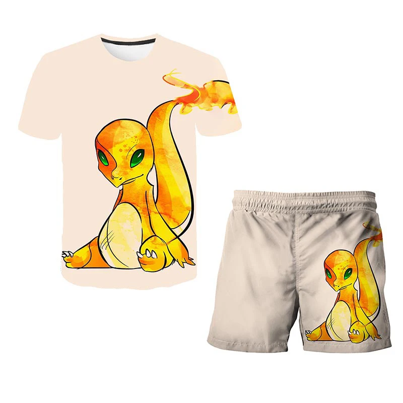 2022 New Children Sets Summer 3D Cartoon Suits Cute girl T Shirt Boys Girls Top + shorts 2pcs Sets Children Fashion Sets 4-14 Y